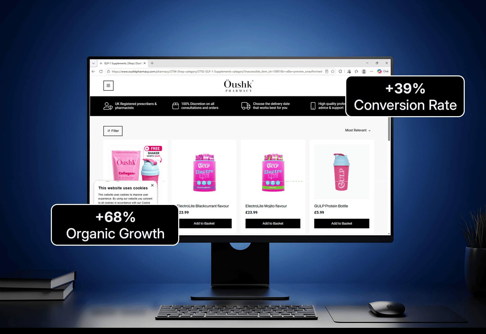 Confusing pharmacy product navigation before redesign – Oushk Pharmacy