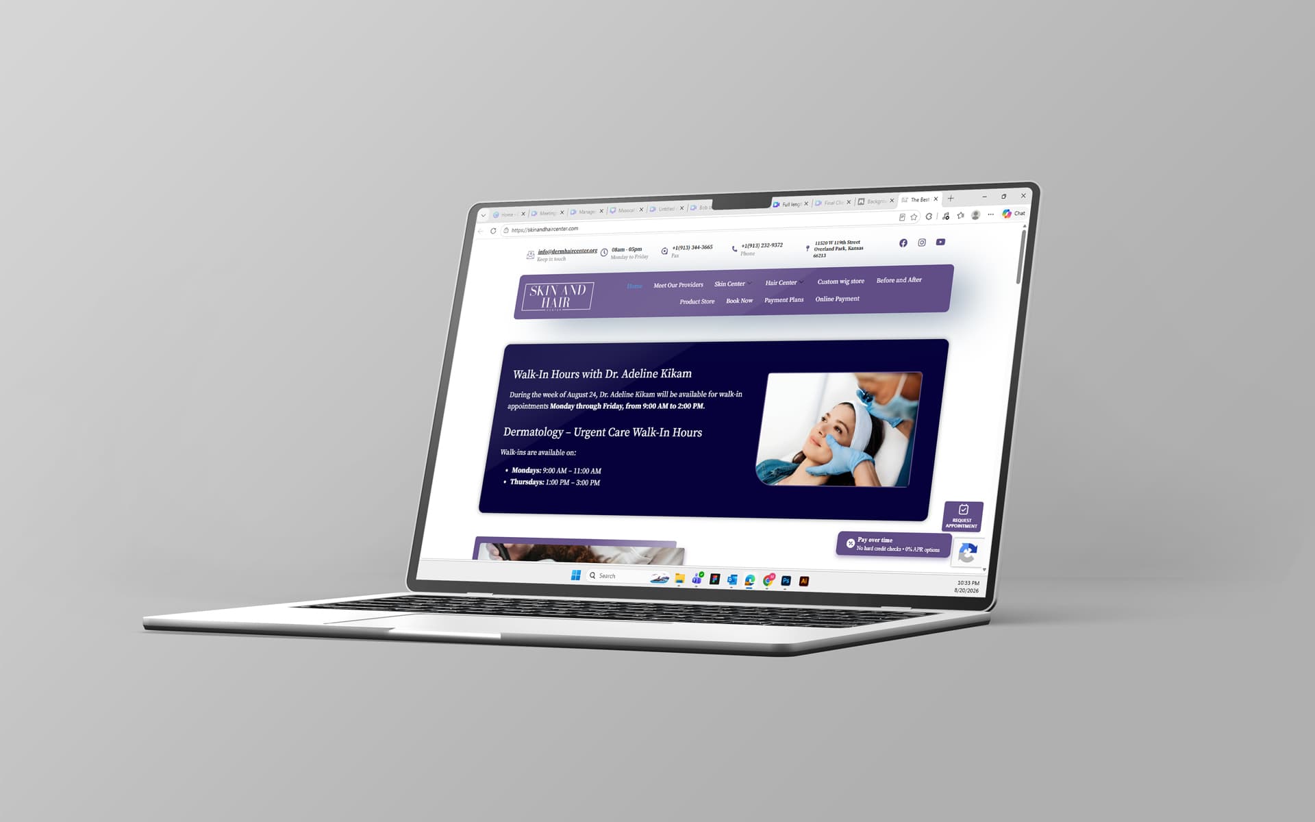 Skin and Hair Center Shopify store and WordPress website by Integriti Studio