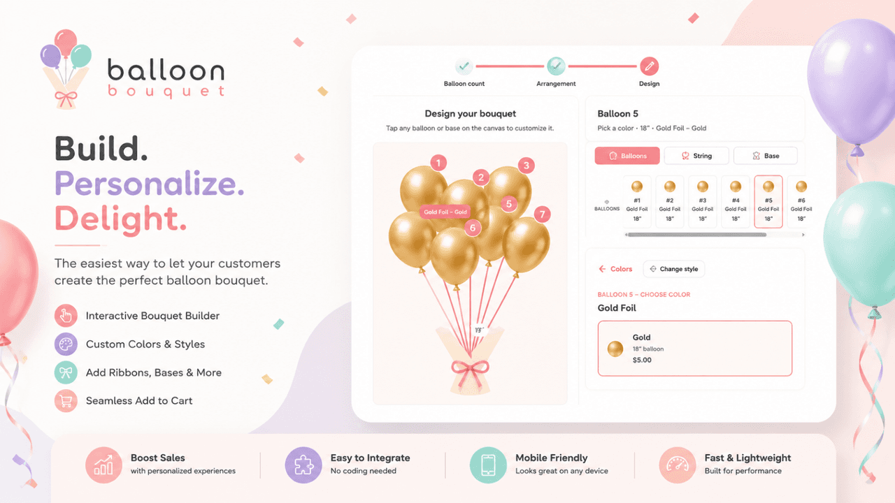 Screenshot: Balloon Bouquet Builder customizer